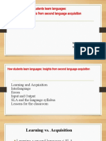 Session 4:: How Students Learn Languages: Insights From Second Language Acquisition