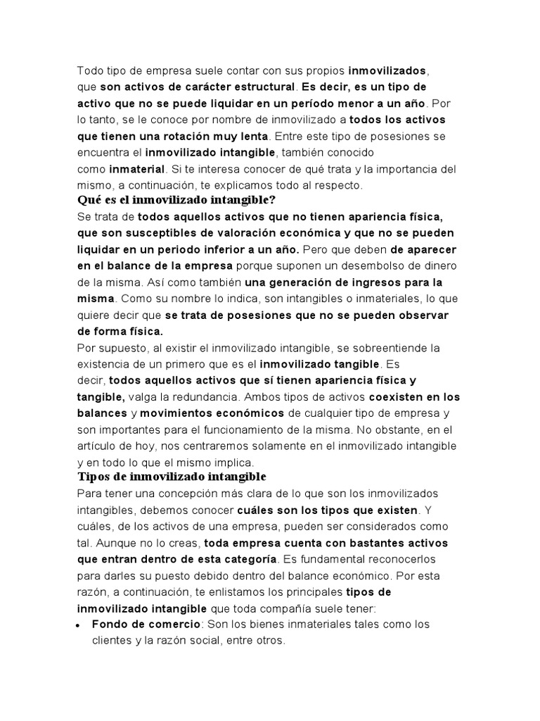 Inmovilizado Intangible: Definición y Ejemplos | PDF | Activo ...