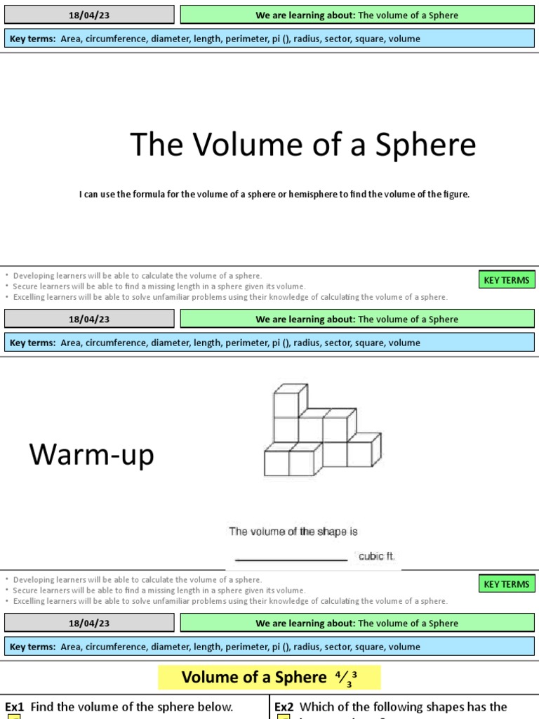 Calculate Sphere Volume Guide | PDF | Sphere | Area