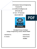 Department of Computer Science & Engineering Practical File Subject: Artificial Intelligence Lab (BTCS 605-18) B. Tech - 6 Semester (Batch 2020-24)