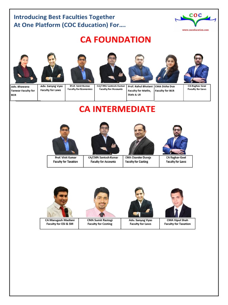 Ca Foundation: Introducing Best Faculties Together at One Platform (COC ...