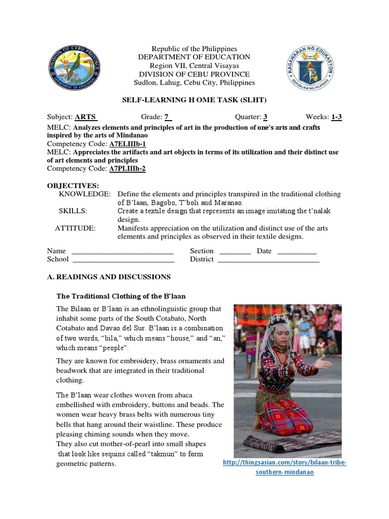 Arts 7 Q3 WK1 1 1 | PDF | Textiles | Weaving