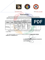 Travel Authority: Name Age Date of Travel Place of Origin Place of Destinatio N Vehicle Plate Number Remarks