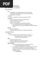 Unit 1: The Database Environment: Topic 1: Basic Concepts and Terminologies Data vs. Information - Data