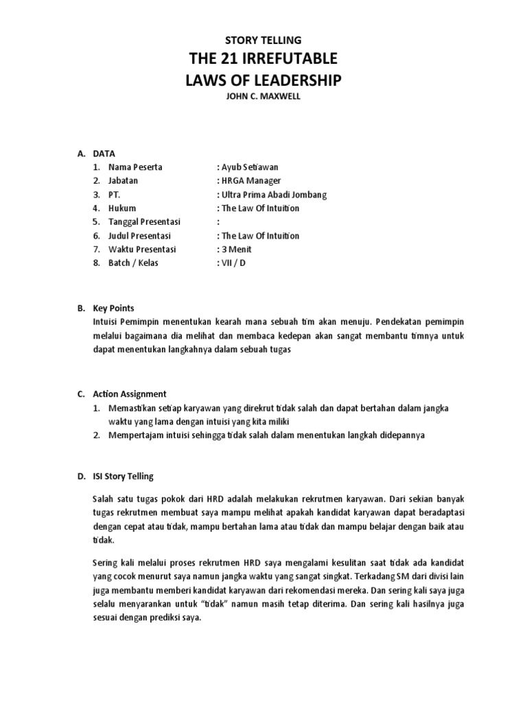 Story Telling The Law of Intuition | PDF