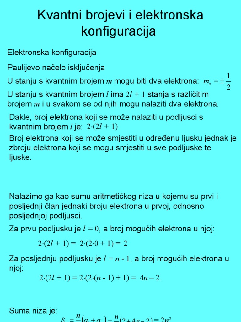 3 KVANTNI BROJEVI I ELEKTRONSKA KONFIGURACIJA | PDF
