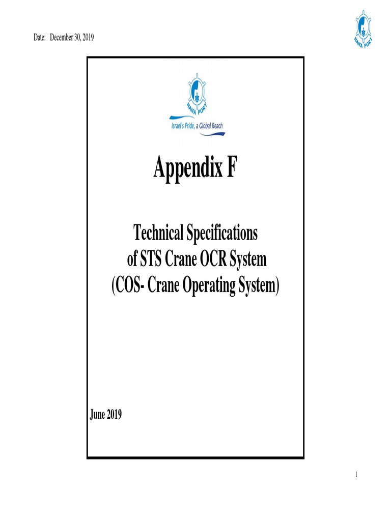Apppendix F Technical Spesifiction Of Sts Crane Ocr Automation System