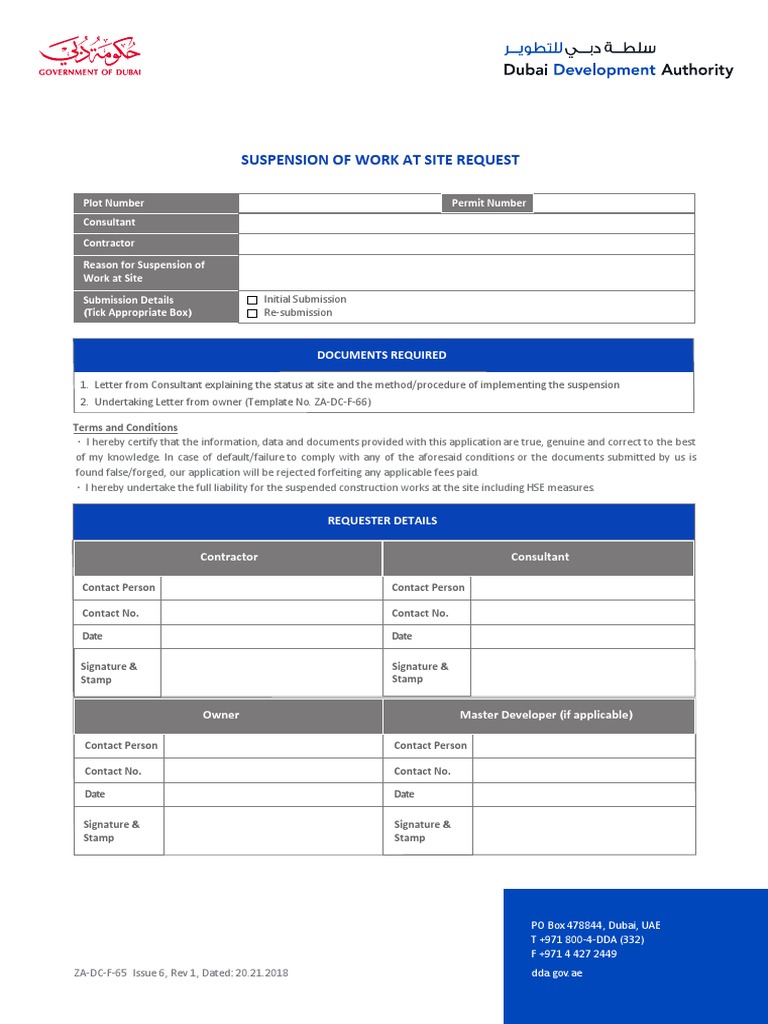 Site Work Suspension Request Form | PDF | Justice | Crime & Violence