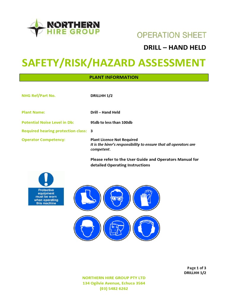 Risk Assessment Hand Held Drill | PDF