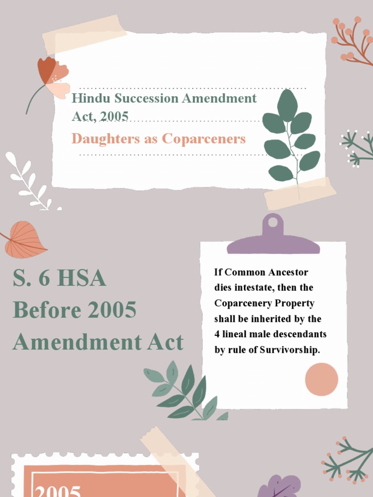 Hindu Succession Amendment Act, 2005: Daughters As Coparceners | PDF ...