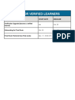 Key dates for verified learners upgrade and final exam