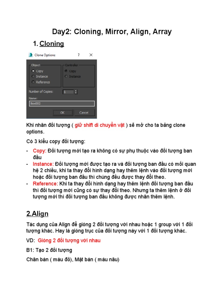 Day2: Cloning, Mirror, Align, Array | PDF
