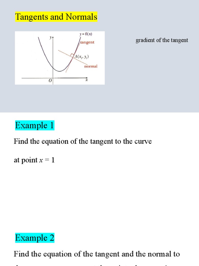 Tangents and Normals: Gradient of The Tangent | PDF | Teaching Methods ...