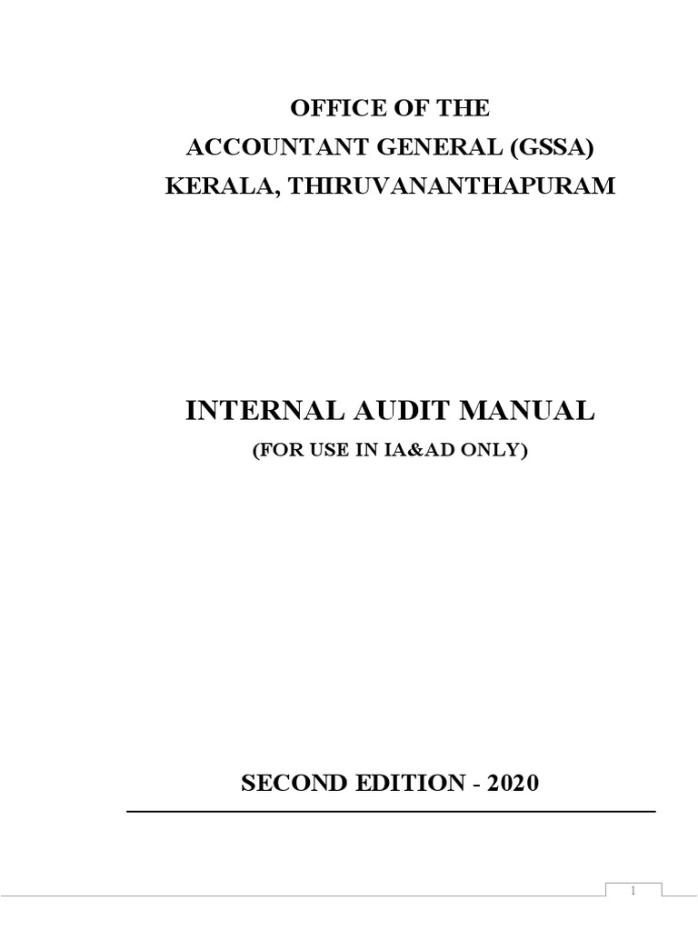 Internal Audit Manual Office Of The Accountant General Gssa Kerala 