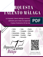 La Orquesta Talento Málaga Convoca Pruebas de Admisión para Todas Las Especialidades. El Plazo Finalizará El 20 de Marzo