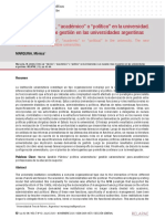 MARQUINA, M. (2020) Entre Ser Técnico, Académico o Político en La Universidad.