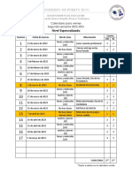 Calendario para Viernes Segundo Semestre (Nivel Especializado) 3abril23