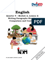English: Quarter 4 - Module 2, Lesson 2: Writing Paragraphs Showing Comparison and Contrast