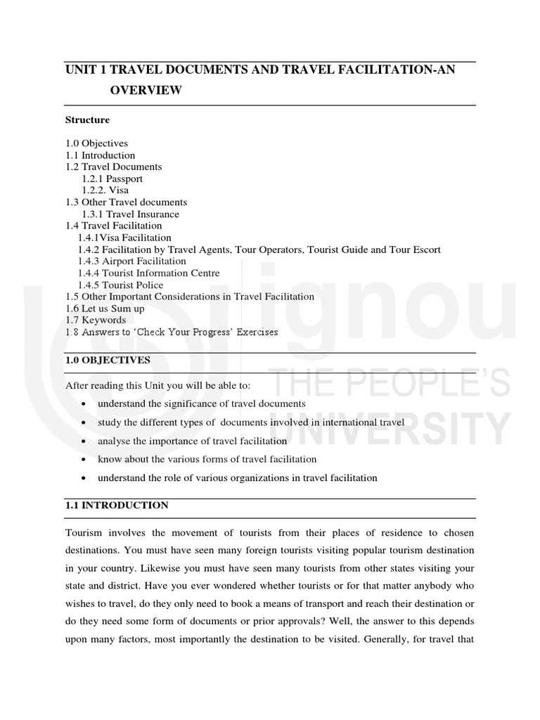 Unit 1 Travel Documents and Travel Facilitation-An: Structure | PDF