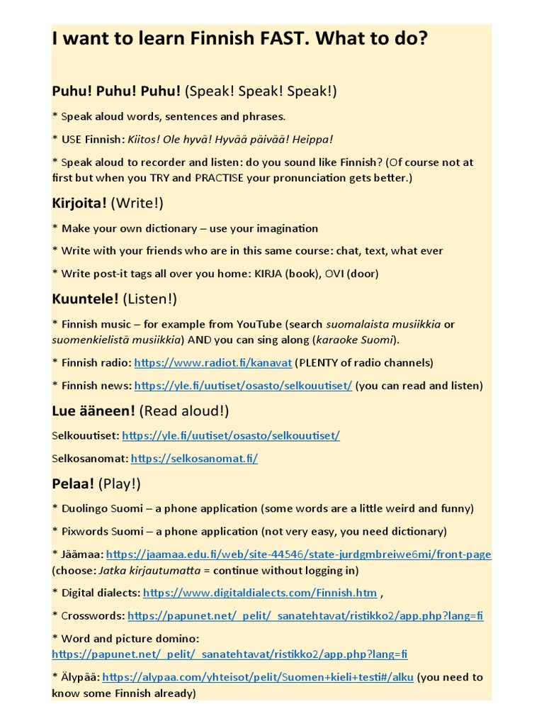 Fast Track to Learning Finnish | PDF