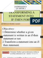 Mathematics Quarter 2: Transforming A Statement Into If-Then Form