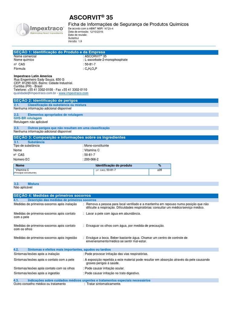 17C Ascorvit 35 FISPQ | PDF