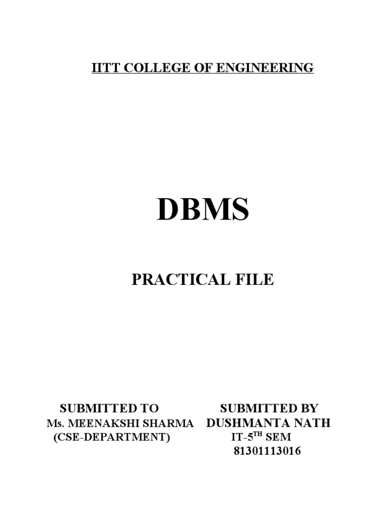 Practical File: Iitt College of Engineering | PDF | Business | Computers