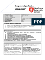 Programme Specification MSC in Psychotherapy Studies