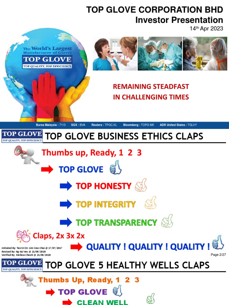 Top Glove Corporation BHD Investor Presentation: Remaining Steadfast in  Challenging Times | PDF | Supply Chain | Bonds (Finance)