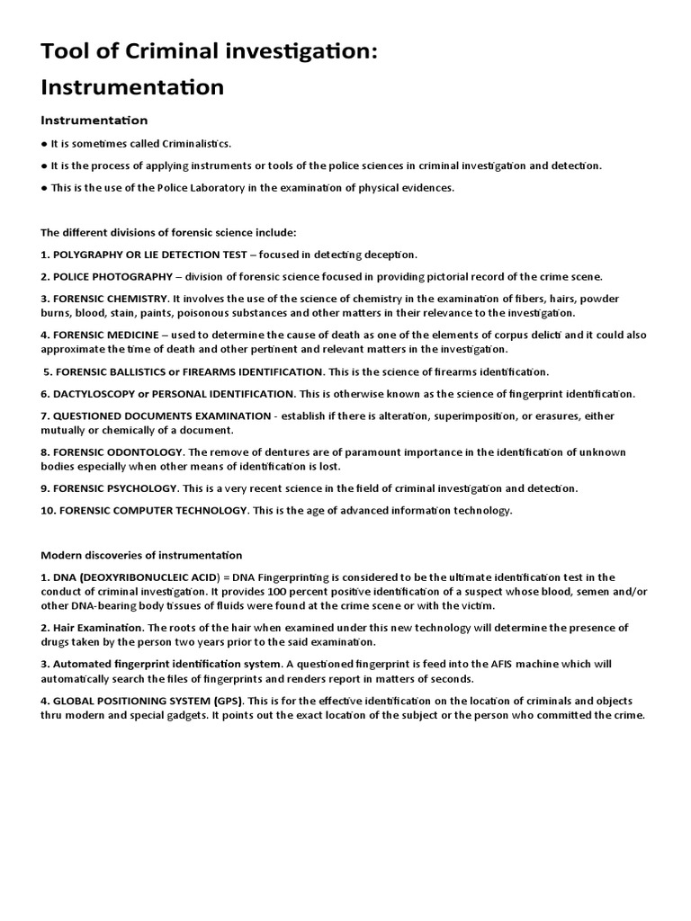 Instrument | PDF | Forensic Science | Fingerprint