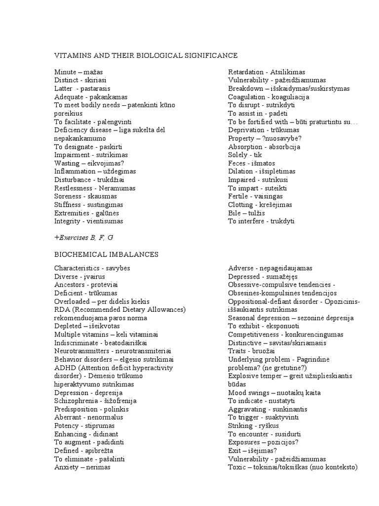 VitaminsDrugs Vocabulary PDF