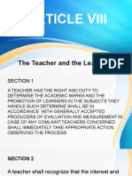 Article Viii: The Teacher and The Learners