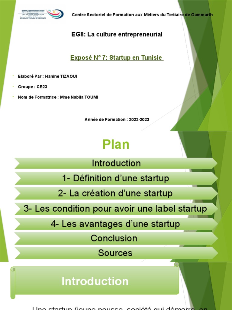 EG8: La Culture Entrepreneurial: Exposé #7: Startup en Tunisie | PDF ...