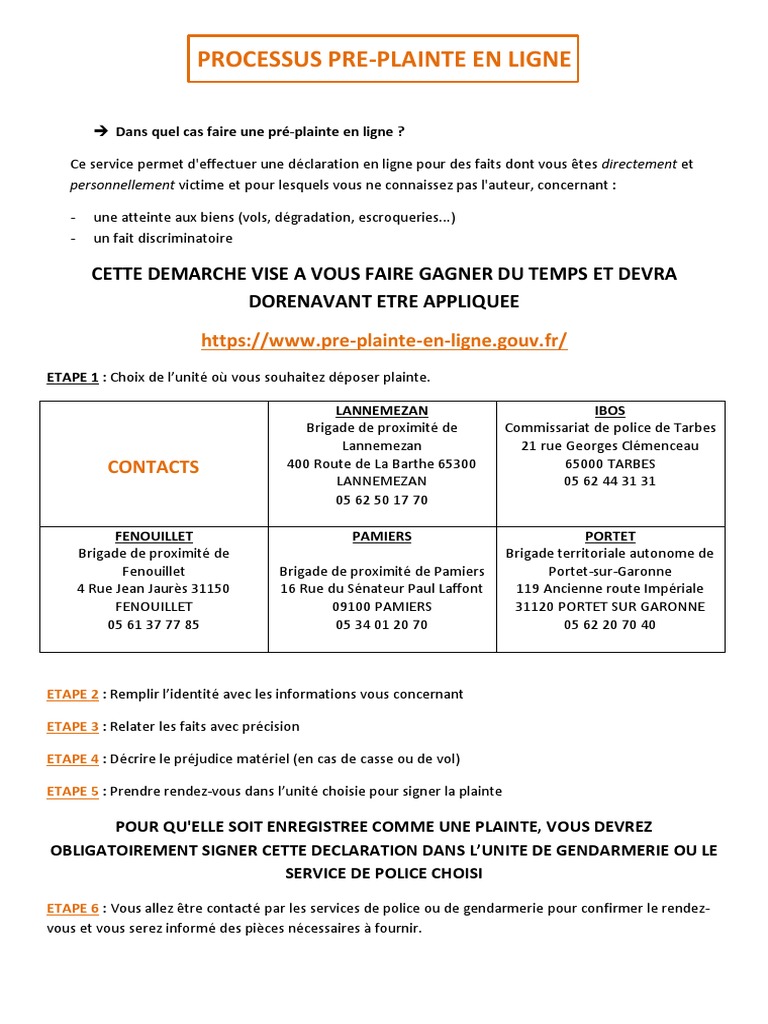 Pré-plainte en ligne : Guide pratique | PDF | Télévision en circuit ...