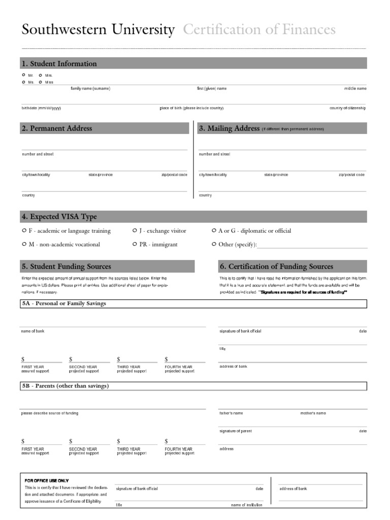Certification of Finances PDF