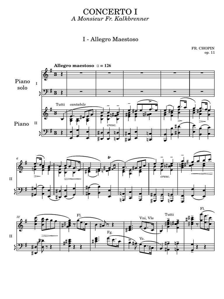 Chopin Piano Concerto No in E Minor I Allegro Maestoso Piano Solo With ...