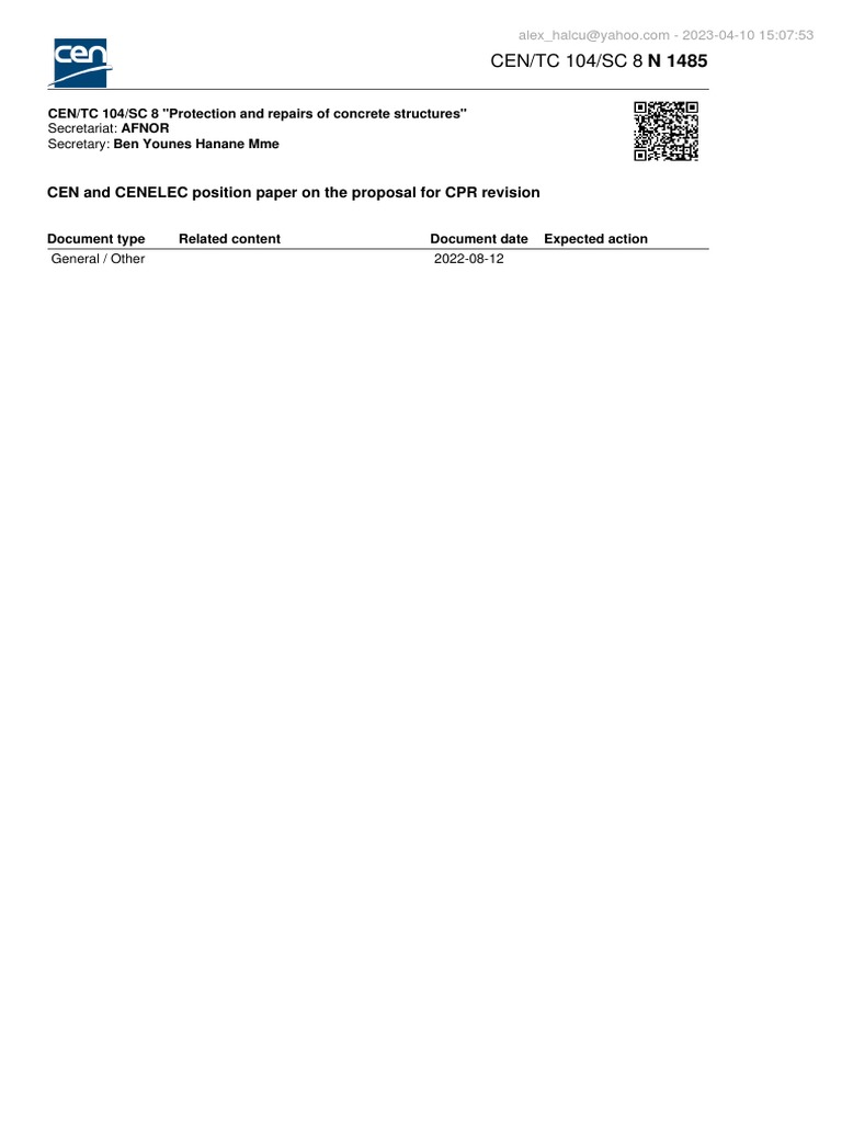 CEN and CENELEC Position Paper On The Proposal For CPR Revision | PDF ...