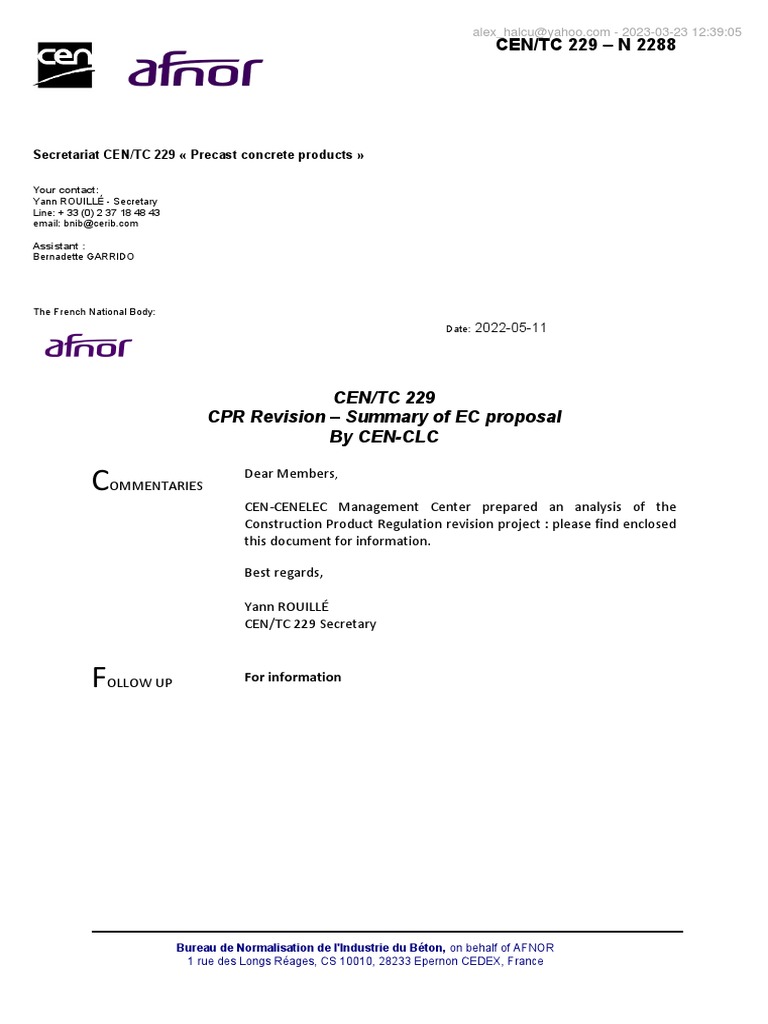 CPR Revision - Summary of EC Proposal by CEN-CENELEC | PDF ...