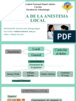Historia de La Anestesia Local: Universidad Nacional Daniel Alcides Carrión Facultad de Odontología