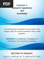 Research Experience and Knowledge: Lesson 1