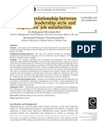 A Study of Relationship Between Managers' Leadership Style and Employees' Job Satisfaction