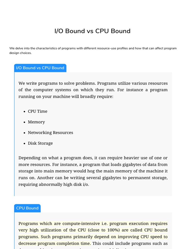 6 I O Bound Vs CPU Bound | PDF | Thread (Computing) | Central ...