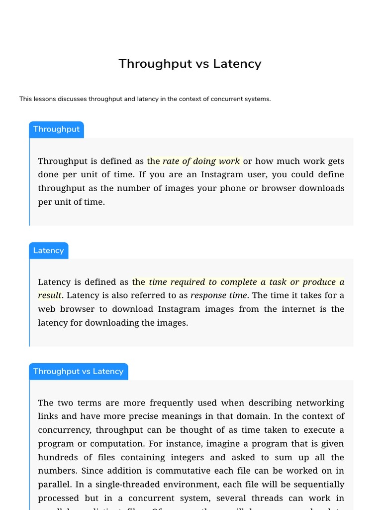 Throughput vs Latency Explained | PDF