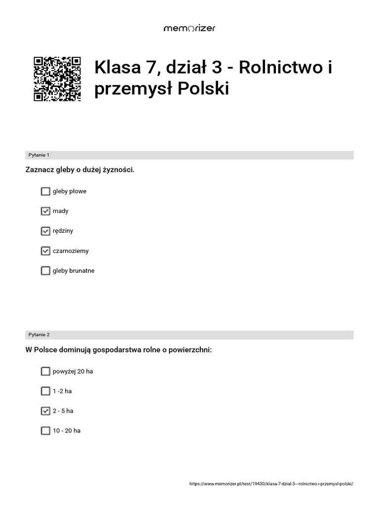 Rolnictwo I Przemysł Polski Sprawdzian Klasa 7 Planeta Nowa Klasa 7, Dział 3 - Rolnictwo I Przemysł Polski: Zaznacz Gleby o Dużej