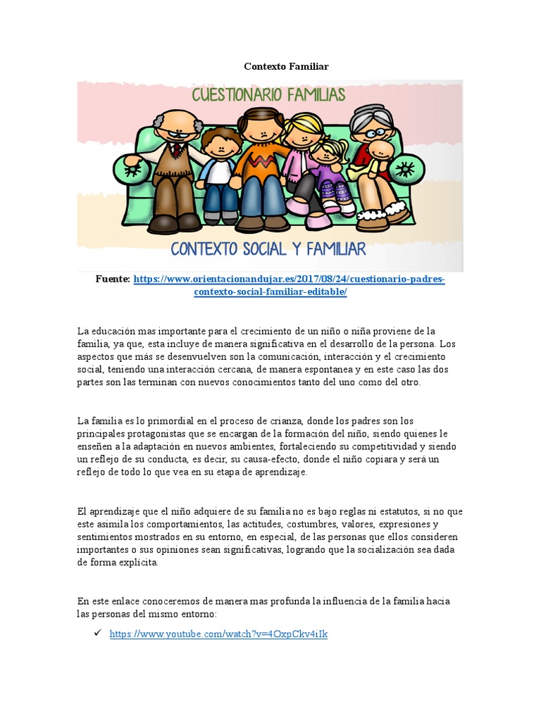 Importancia del Contexto Familiar en la Educación | PDF | Aprendizaje ...