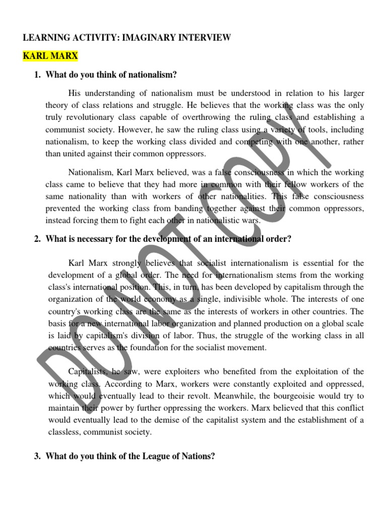 Gec 8 Learning Activity PDF Karl Marx Liberalism
