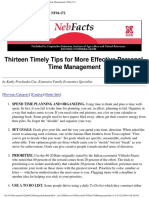 Thirteen Timely Tips For More Effective Personal Time Management