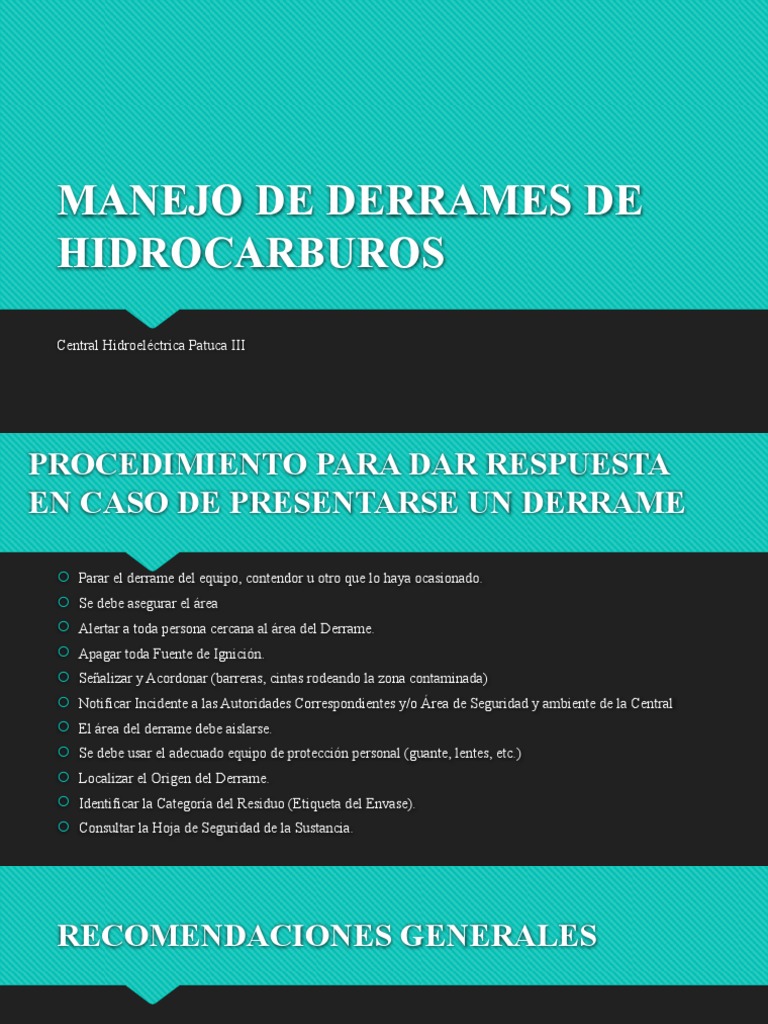 Protocolo de Manejo de Derrames de Hidrocarburos | PDF