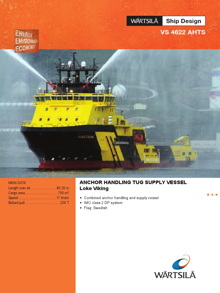 Data Sheet Ship Design Ahts vs4622 3664 | PDF | Tugboat | Marine Propulsion
