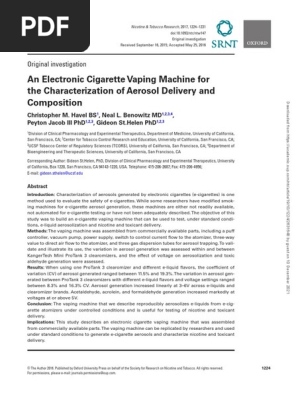 An Electronic Cigarette Vaping Machine For The Characterization of Aerosol  Delivery and Composition | PDF | Electronic Cigarette | Physical Sciences